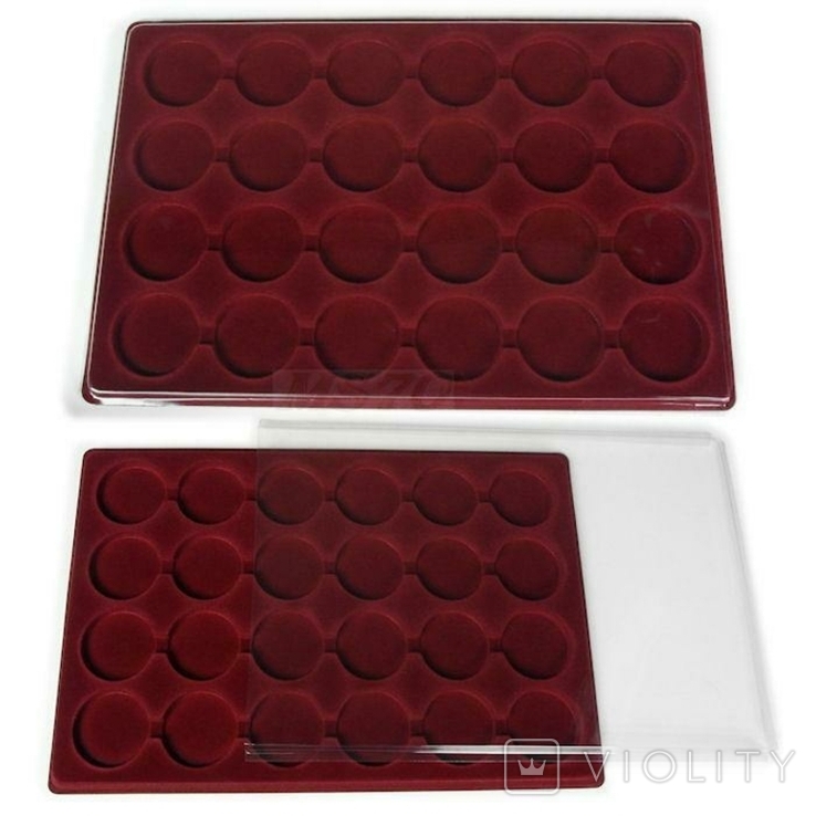 Планшет із прозорою кришкою на 24 монети в капсулі 38,6mm на 10 грн срібло НБУ Schulz